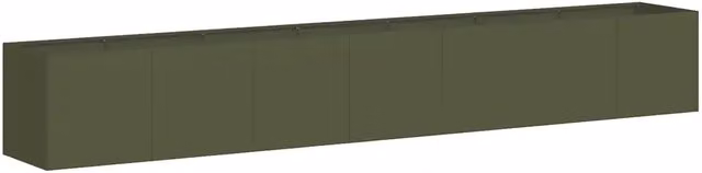 Fioriera rettangolare moderna per esterni in acciaio verde oliva L: 280 cm, P: 40 cm, H: 40 cm con fondo aperto – 1