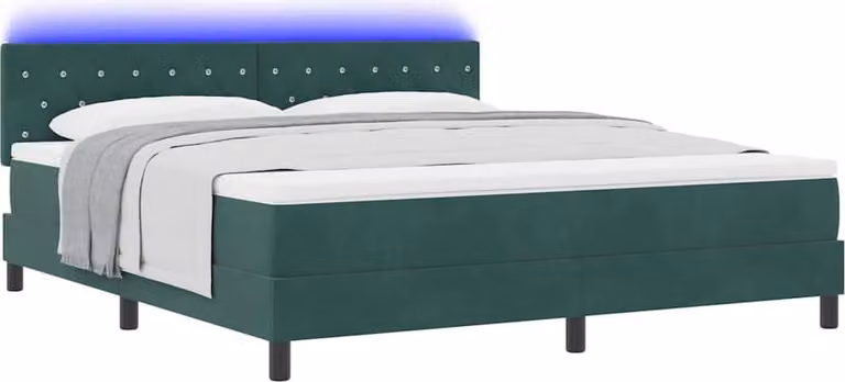 SYFAX™ Letto a Sorgente LED con led Verde Scuro 180 x 200 cm Velluto
