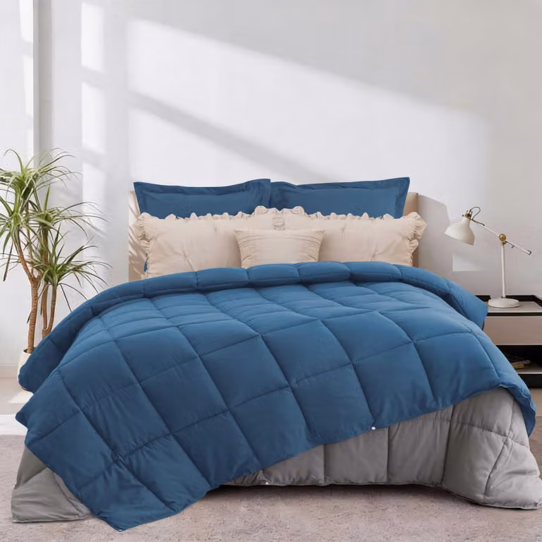 Coperta in piumino, 4 pezzi, 200 x 200 cm, 300 g/m² + 150 g/m², coperta per uso tutto l'anno, ideale per la camera da letto