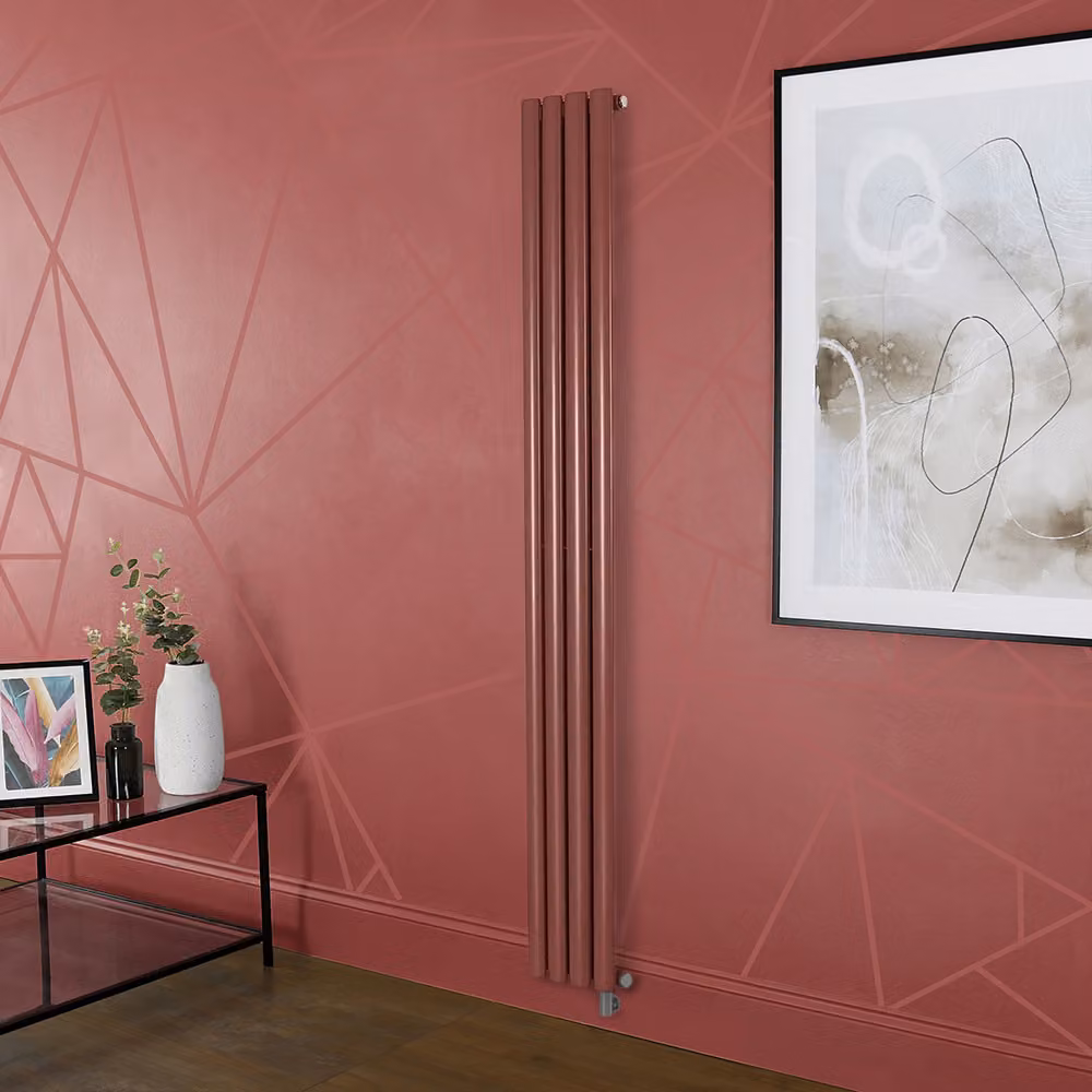 Radiatore Elettrico di Design Verticale Rosso (Booth Red) - Pannello Singolo - 1600mm x 236mm - Senza Termostato - Revive