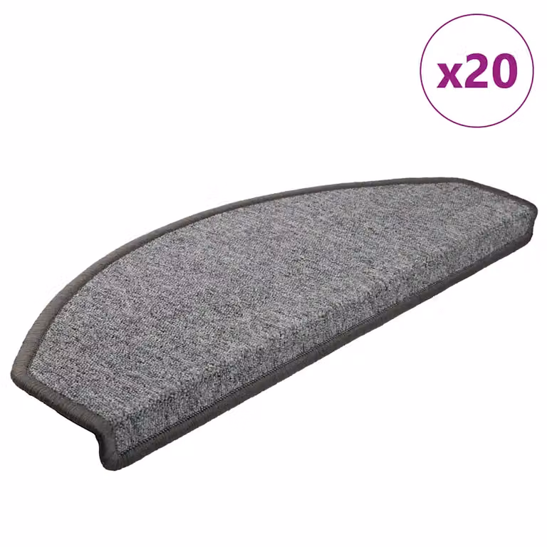 Set di 20 tappetini per scale semicircolari vidaXL, colore grigio scuro, antiscivolo e autoadesivi, L: 65 cm, P: 24 cm, H: 4 cm