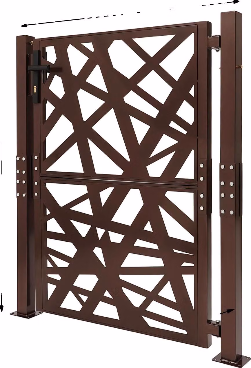 Cancello da giardino, struttura in acciaio resistente, design moderno, marrone