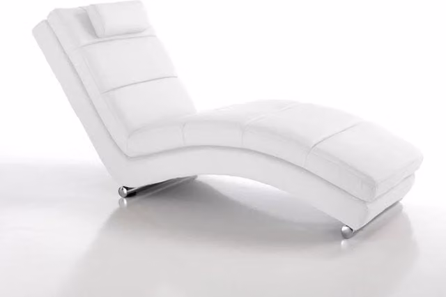 Chaise longue in pelle sintetica bianca cm H.85xL.62xP.172