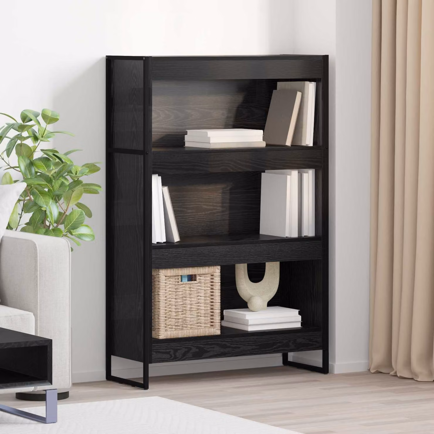 vidaXL Armadio per Libri in Stile Industrial Nero con MDF e Metallo L 80 cm x P 30 cm x H 121 cm