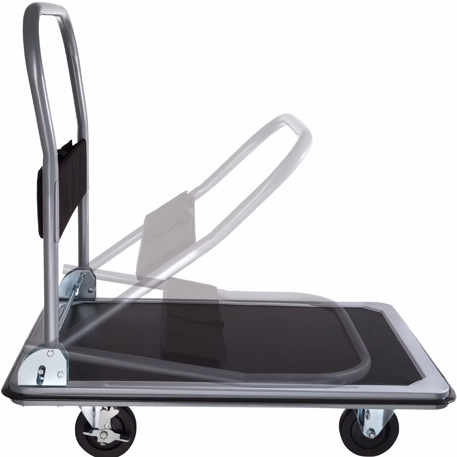 Carrello a pianale in acciaio tectake con freni, nero, L: 90,0 cm, P: 61,0 cm, H: 11,7 cm – 4
