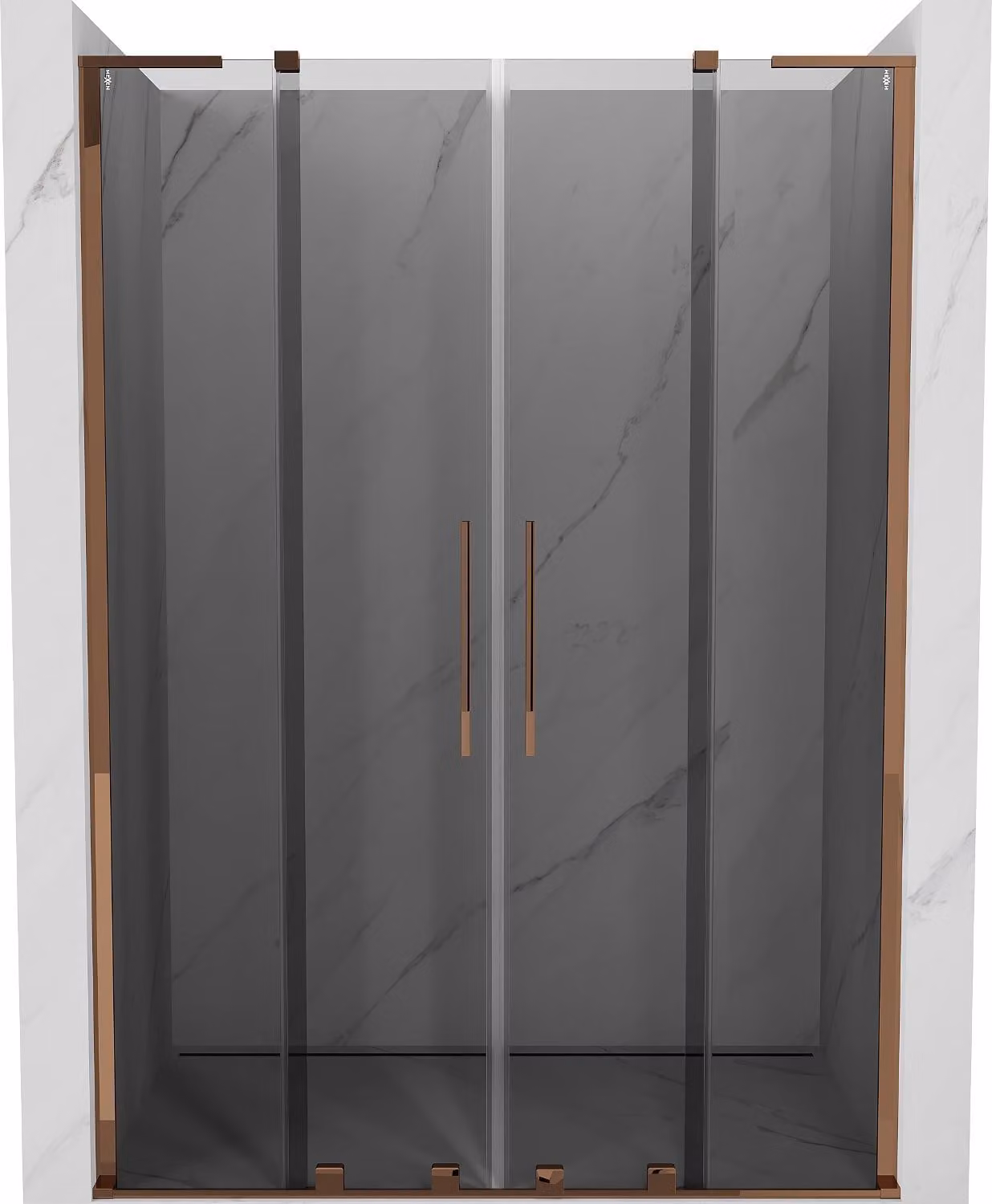 Mexen Velar L Duo porte doccia scorrevoli 160 cm, grafite, oro rosa - 871-160-003-42-60
