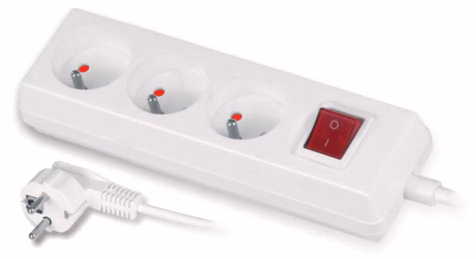 Presa tripla portatile 3x 250V TIPO E bianca con interruttore