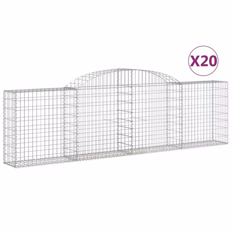 Cesti Gabbioni ad Arco 20 pz 300x30x80/100 cm Ferro Zincato