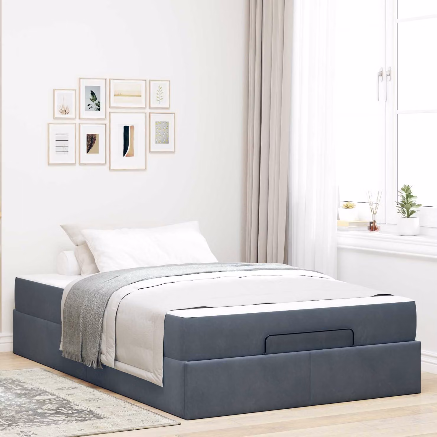 vidaXL Struttura letto con 2 materassi in velluto grigio con cassetti L/P/H: 120 x 200 x 66 cm – 1