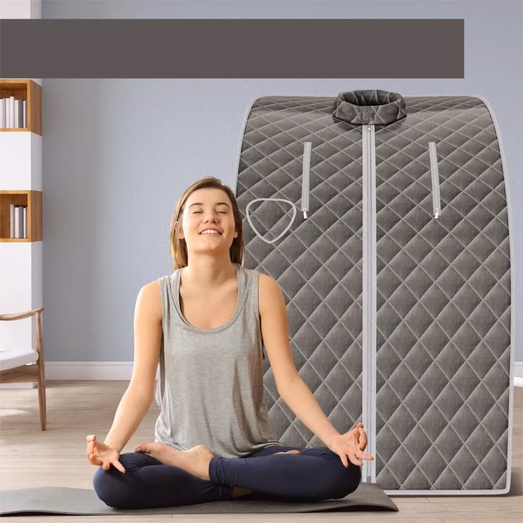 Sauna a vapore portatile pieghevole con telecomando, timer e temperatura regolabili, Grigio – 2