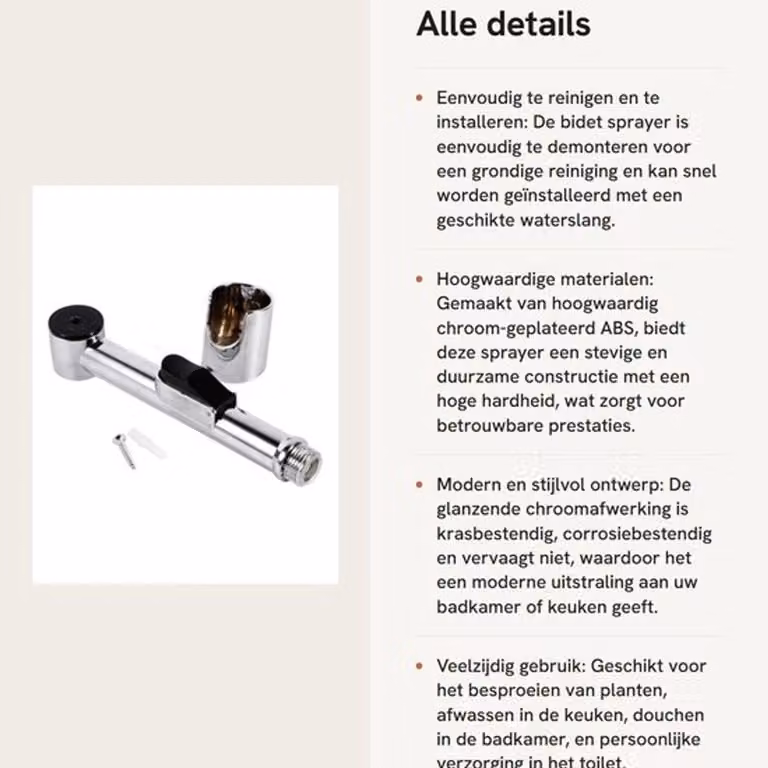 Doccia per bidet, cromata di alta qualità - Bidet portatile - Facile da installare - Design moderno - Facile da pulire - Ugello doccia
