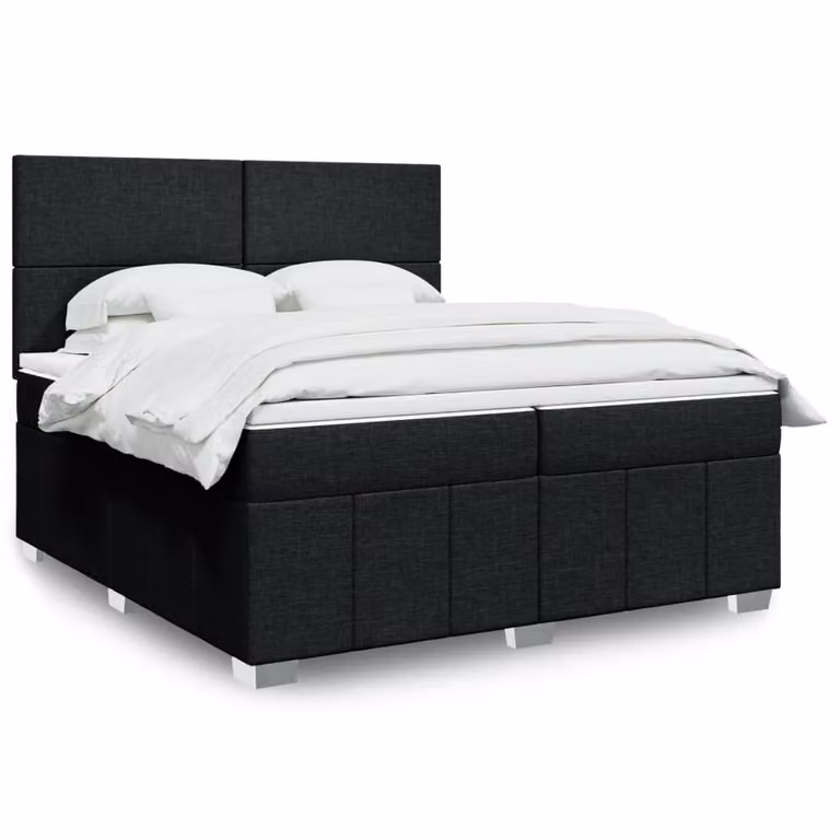 vidaXL Giroletto a Molle con Materasso Nero in Tessuto L/P: 200 x 200 cm