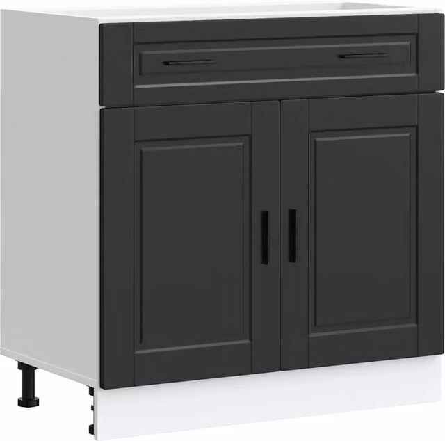 Base da cucina moderna in legno e MDF nero opaco con ante a battente L/P/H: 81.5 x 46.0 x 80.0 cm