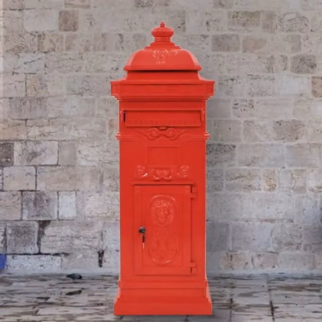 Cassetta della Posta in Alluminio vidaXL Rossa L/P/H: 32,0 x 35,5 x 102,5 cm