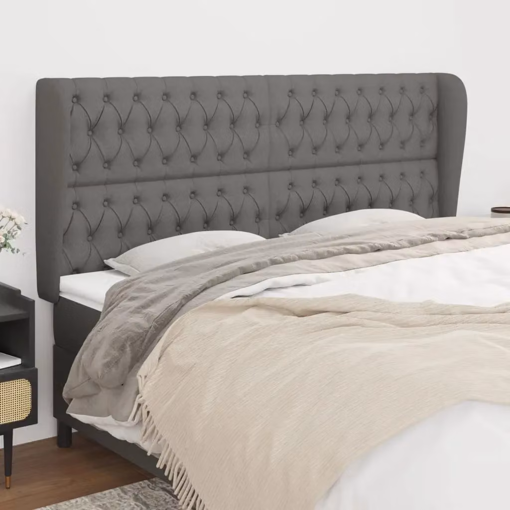 Testiera ad orecchio in tessuto grigio scuro L: 183 cm, P: 23 cm, H: 118/128 cm – 2