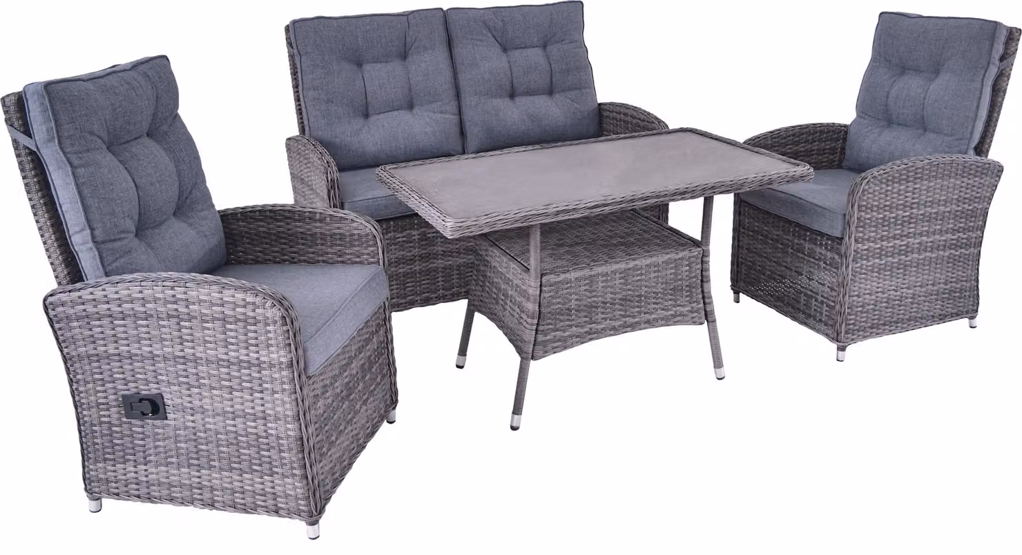 Set lounge 4 pezzi Denver Mobili lounge Set di sedute Lounge da giardino Grigio Omega
