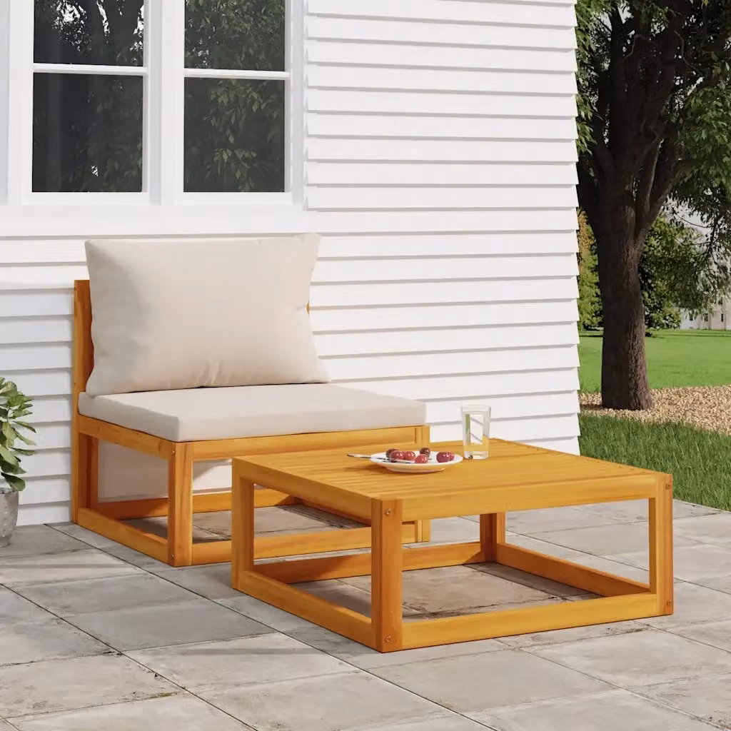 Set Salotto da Giardino DESIGN IN in Legno di Acacia con Divano a 3 Posti, Tavolino da Caffè e Cuscini Grigi – 2