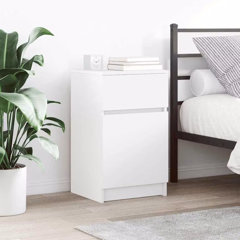 Set di 2 comodini bianchi vidaXL in legno multistrato e MDF, modello a parete, L 39 cm x P 35 cm x H 65 cm
