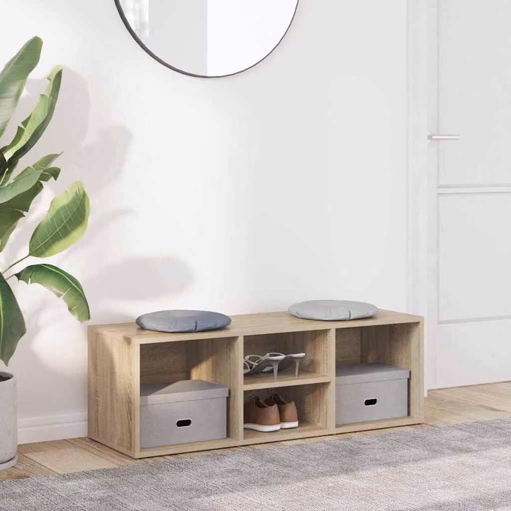 Panca porta scarpe vidaXL in legno Rovere Sonoma marrone L: 102 cm, P: 35 cm, H: 35 cm