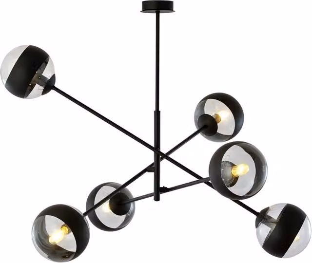 Lampadario Contemporaneo Udden Acciaio Nero 6 Luci E14