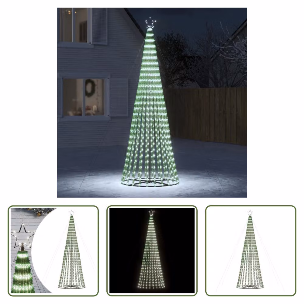 The Living Store Albero di Natale a forma di cono 688 LED bianco freddo 300 cm
