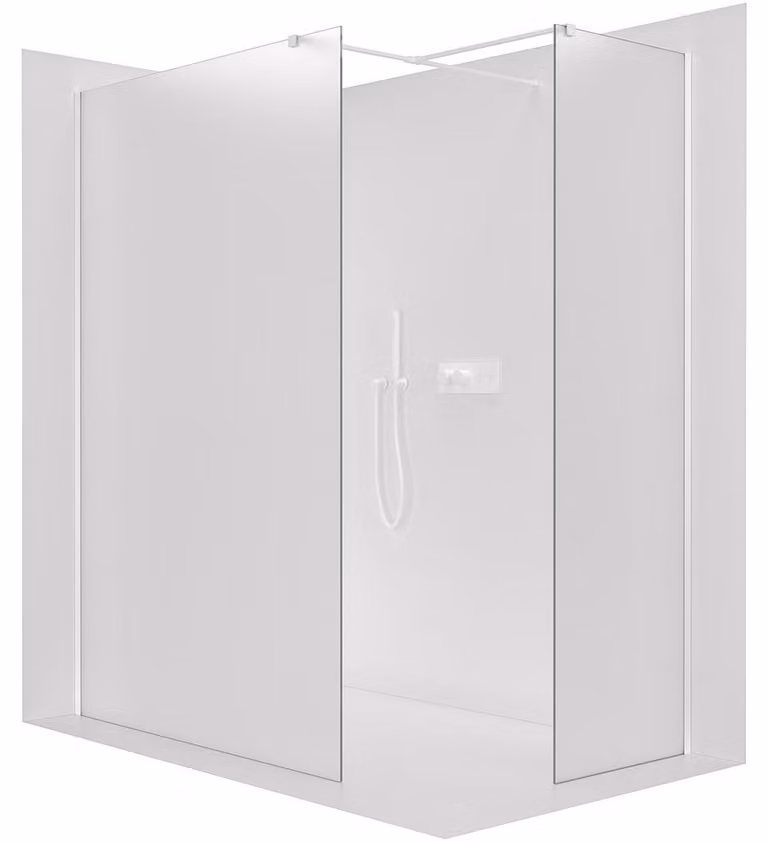 Pannello doccia angolare Walk-in Onyx T L/P - 8 mm - montante quadrato - bianco opaco, vetro satinato - 90x60x200 cm