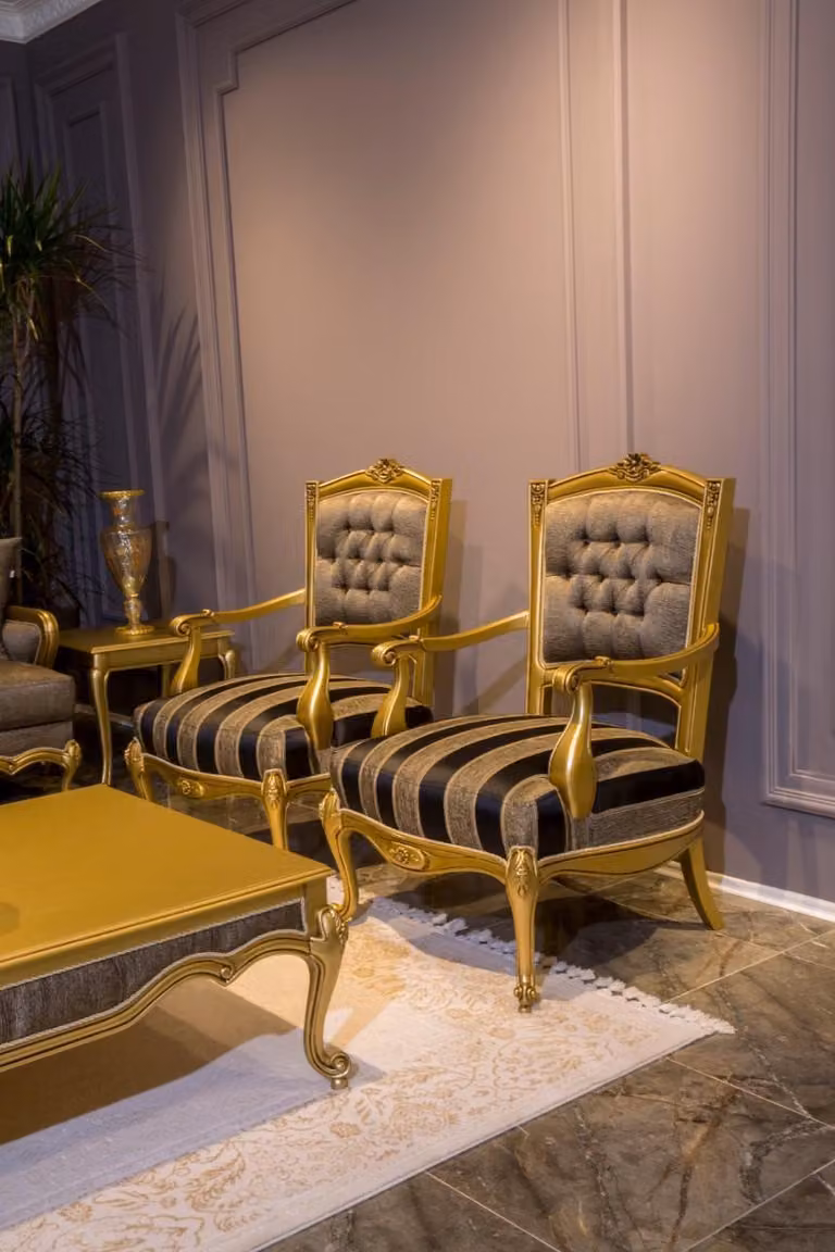 Sessel Möbel Stühle Art déco Design Textil Wohnzimmer Sessel Luxus Design