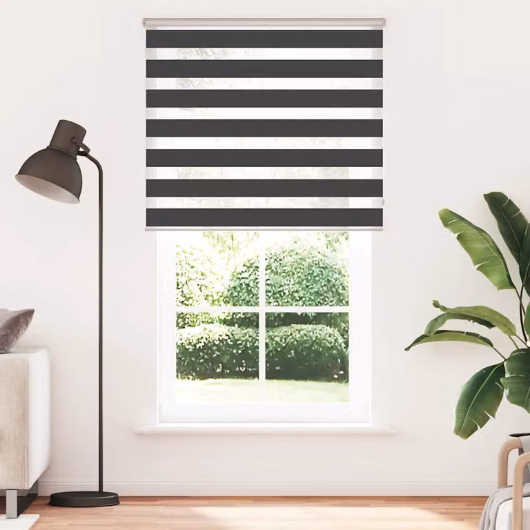 vidaXL Tenda a Rullo Zebra Nero Larghezza Tessuto 115,9 cm Poliestere