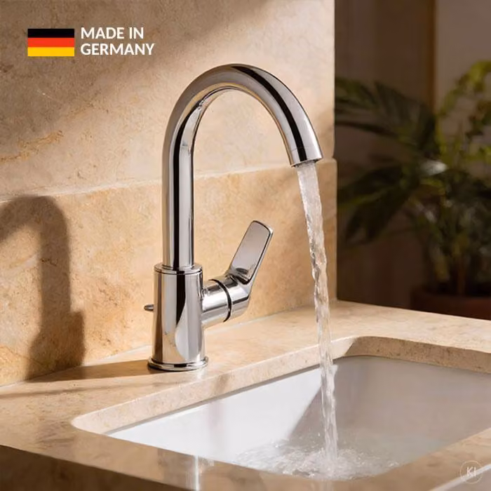 CARLDIX Rubinetto lavabo 02000013-00 bocca alta, con gruppo di scarico, cromato