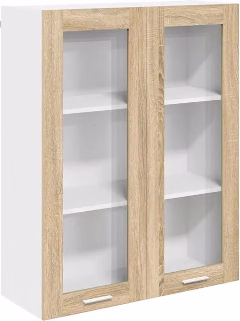 Armadio pensile da cucina moderno con ante a battente in rovere e bianco, L: 80 cm, P: 31 cm, H: 100 cm