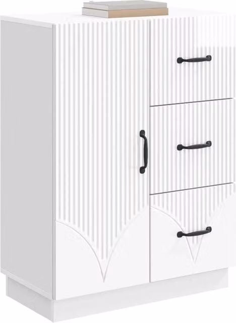 Credenza Buffet Moderno Bianco Lucido in MDF L 66 cm, P 34,5 cm, H 87 cm