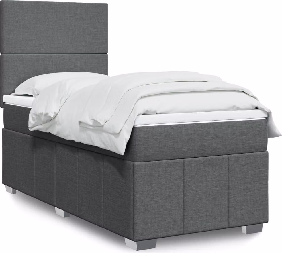 Maison Exclusive - Letto boxspring con materasso grigio scuro 90x190 cm Tessuto