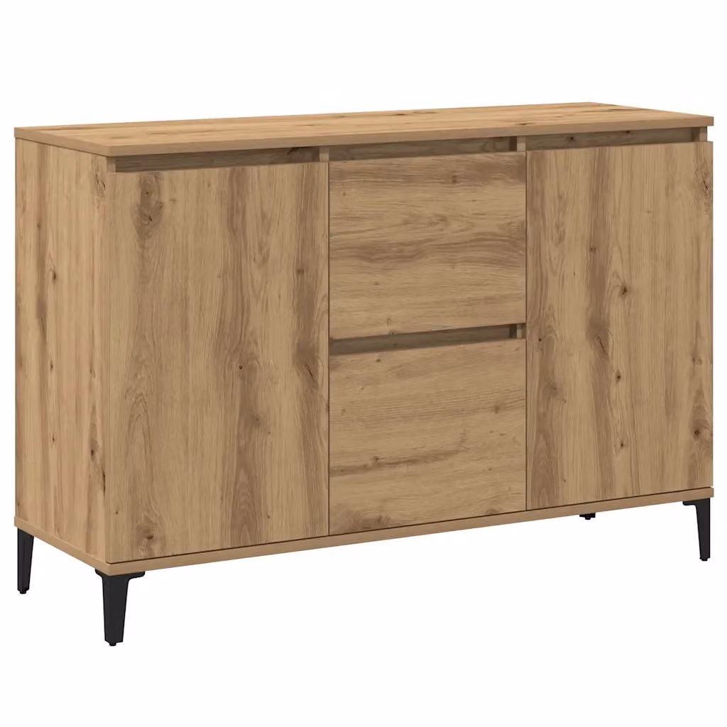 Credenza in stile industrial vidaXL in legno e metallo colore rovere, L 102 cm x P 35 cm x H 70 cm – 2