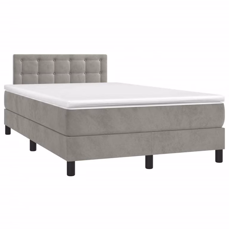 Maison Exclusive - Letto a Molle con Materasso e LED Grigio Chiaro 120x190 cm Velluto