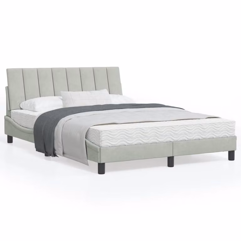 Letto con Materasso Hanko vidaXL in Velluto Grigio Chiaro L/P/H: 120 x 200 cm