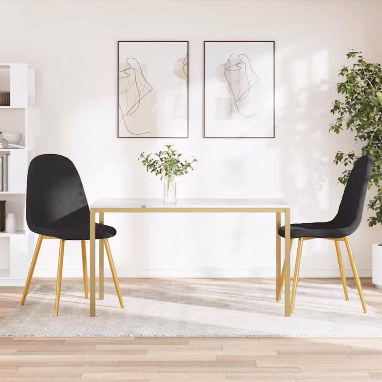 Set di 2 sedie da pranzo vidaXL in velluto nero con dettagli oro per soggiorno e cucina