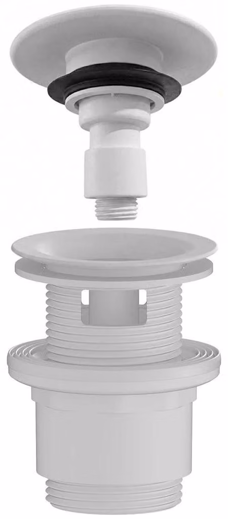CERANO - Sifone per lavabo - 5/4" click-clack con troppopieno - non chiudibile - plastica - 35/50 mm - bianco opaco