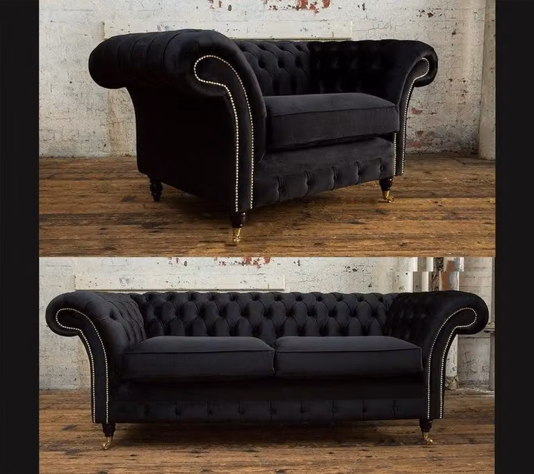 3+2+1 Sofagarnitur Chesterfield Polster Sofa Sofas Couchen Couch Leder
