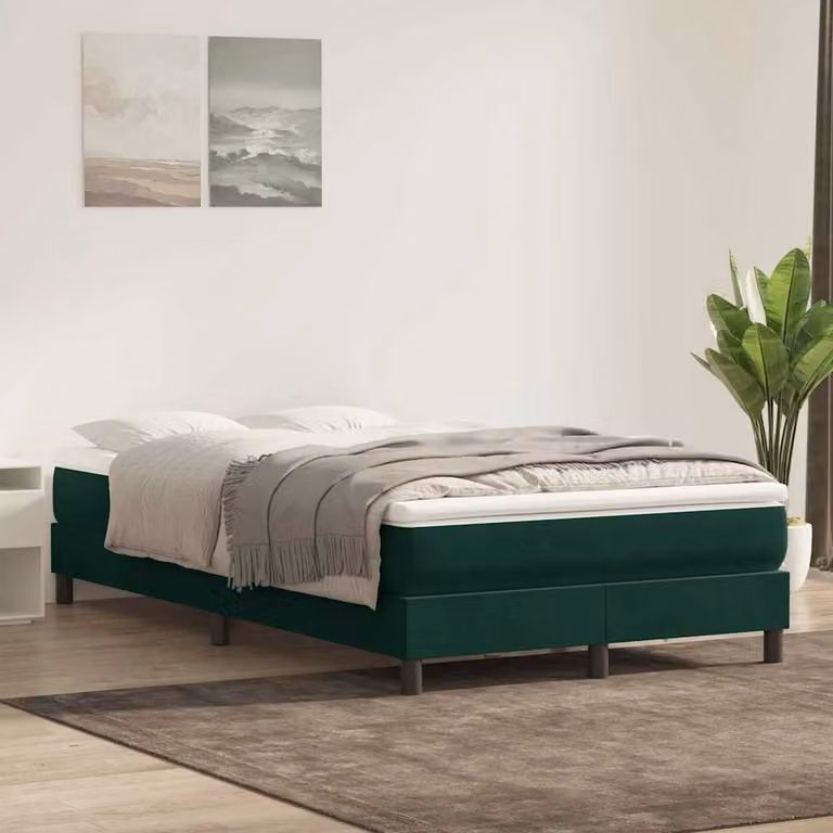 Letto a molle vidaXL in velluto verde scuro senza materasso L: 123 cm, P: 223 cm, H: 25 cm