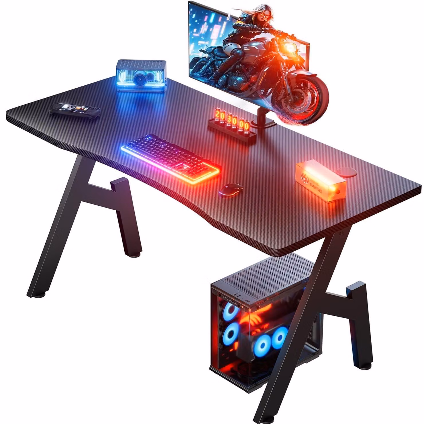 Scrivania da gioco - Scrivania per computer con fori per cavi - 100 x 50 cm - Nero