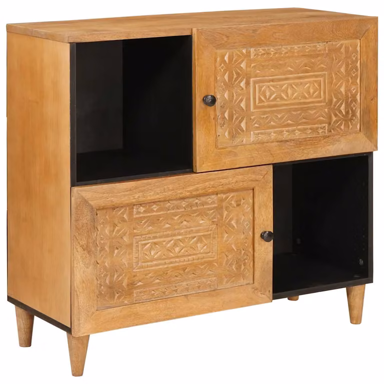 Credenza moderna vidaXL in legno di mango massello marrone L: 80 cm, P: 33 cm, H: 75 cm