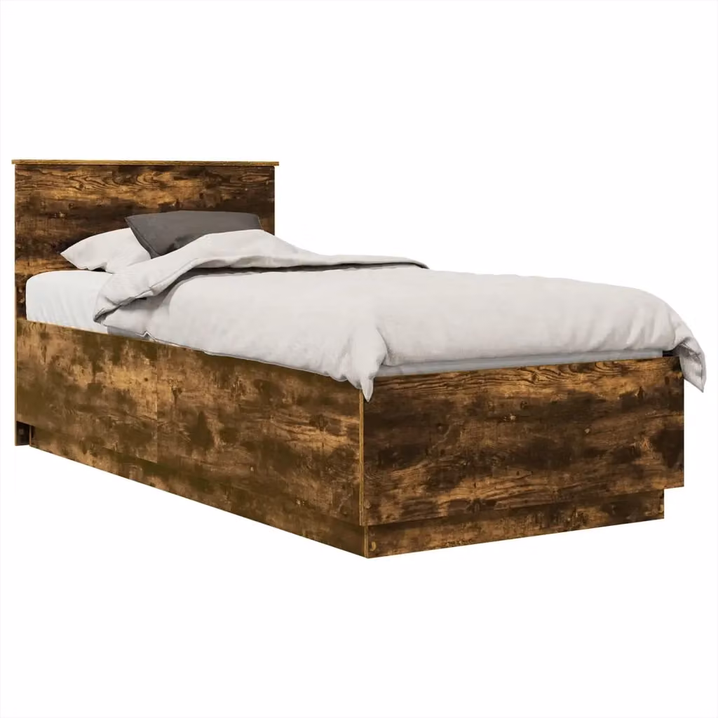 Struttura del letto con testiera vidaXL in legno Rovere Fumo, L 100 x P 200 cm – 2