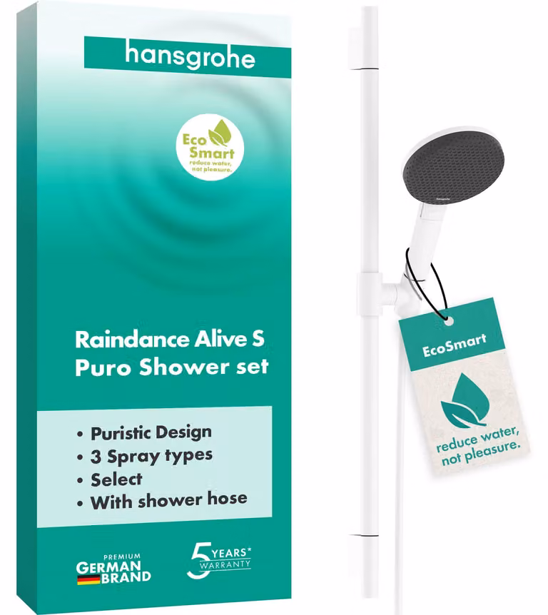 Set doccia con soffione da 125 mm, 3 getti, finitura bianco opaco