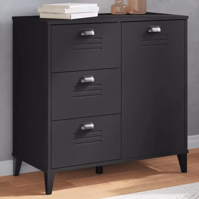 Credenza Buffet Armadio da Cucina IKEA VIKEN Nera in Legno Multistrato L 80 cm, P 40 cm, H 80 cm