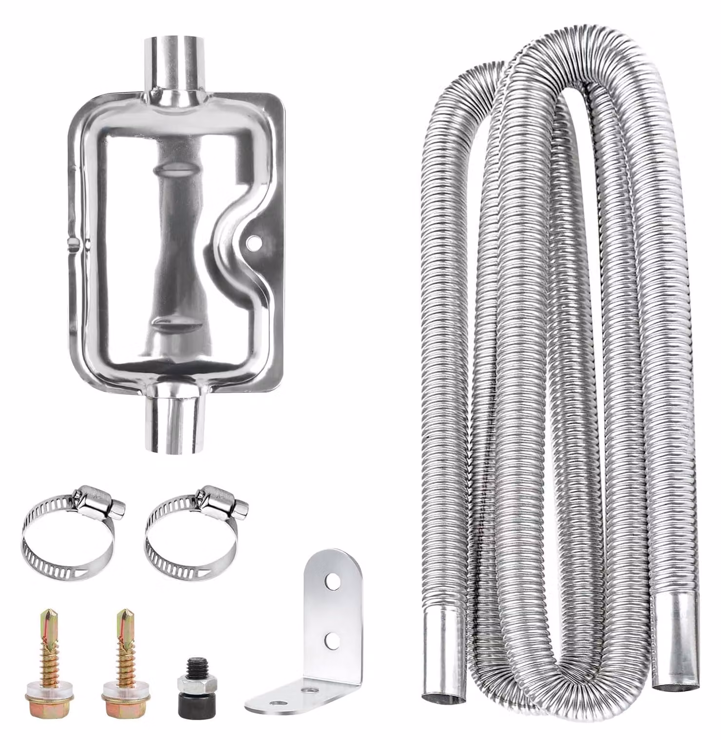 Scarico per generatore elettrico - Lunghezza 200 cm - Acciaio inossidabile - Con silenziatore