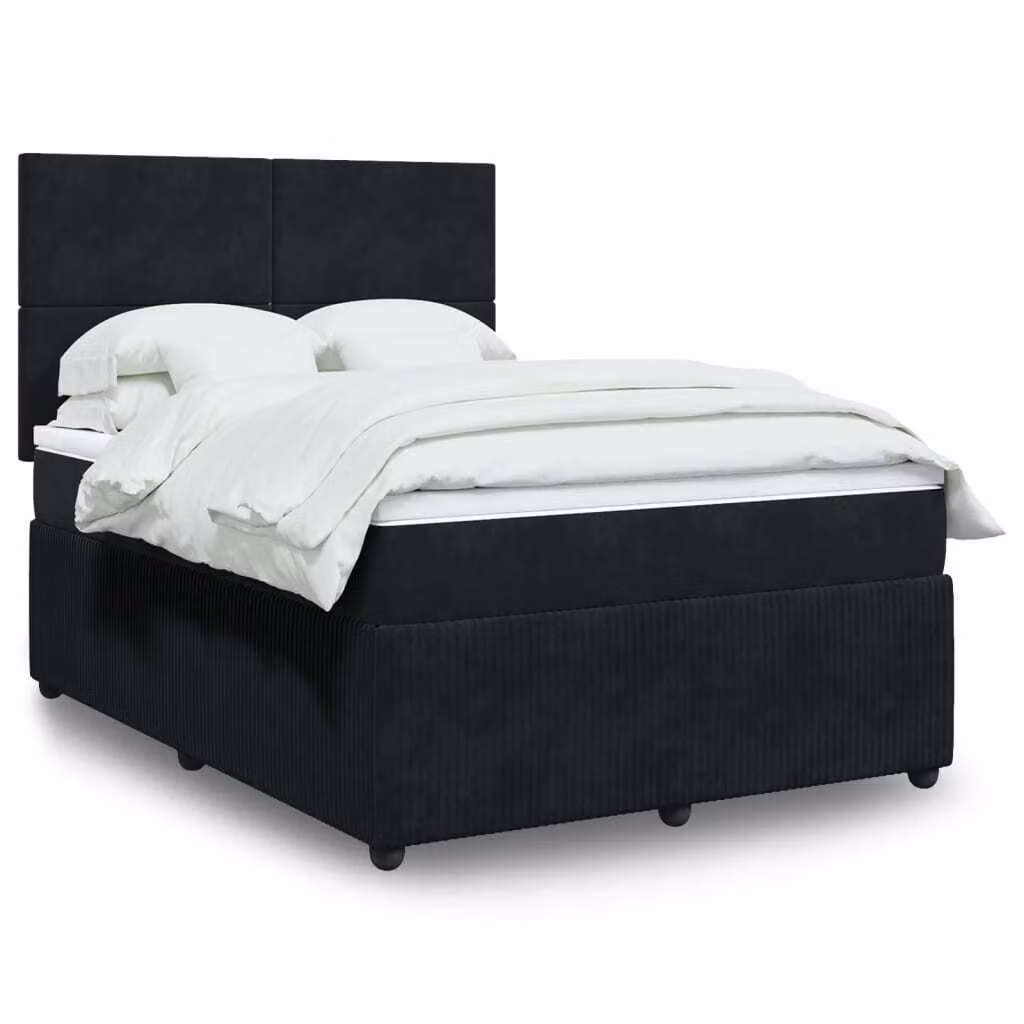 Maison Exclusive - Giroletto a Molle con Materasso Nero 160x200 cm in Velluto