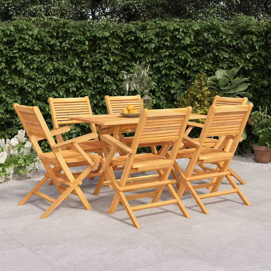 Set da pranzo da giardino vidaXL in legno di teak marrone, 7 pezzi