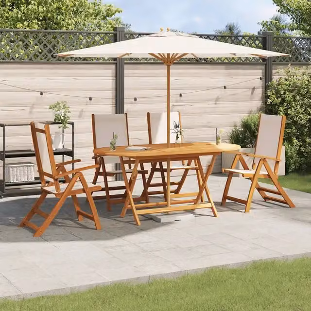 Set Pranzo da Giardino 5pz Legno Massello di Acacia e Textilene 3279272