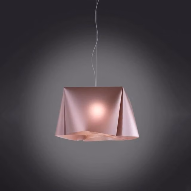 Lampada a sospensione moderna Wanda Polilux Pink con finitura in metallo cromo, diametro 45 cm – 1