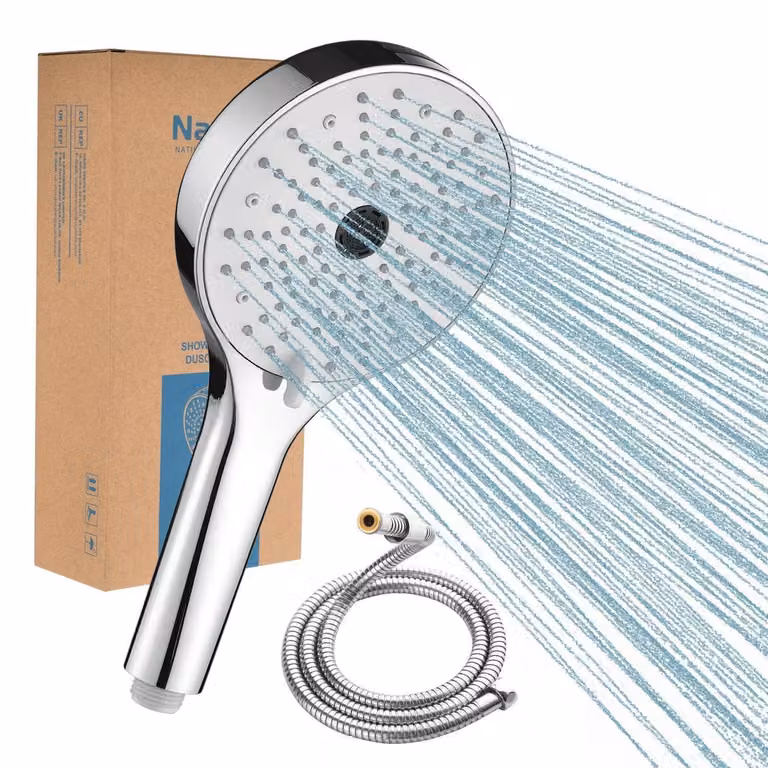 Testina doccia ad alta pressione con tubo da 1,5 metri, 4 modalità, diametro di 130 mm